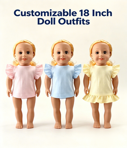 T-shirts personnalisés pour poupées de 18 pouces, vente en gros, tee-shirts en coton imprimés OEM pour fabricants de vêtements de poupées de 18 pouces - Product Image 3