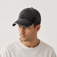 Casquette de papa vintage délavée, déchirée, à bord incurvé et réglable pour les loisirs, les activités de plein air et le sport