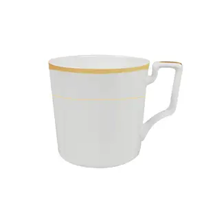Venta caliente de alta calidad 400ml Taza de cerámica blanca personalizada nueva taza de café de porcelana de hueso Stock, entrega rápida