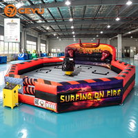Machine de rodéo gonflable Ceyu avec taureau mécanique, mur d'arène, tapis d'atterrissage et console d'opérateur pour location événementielle