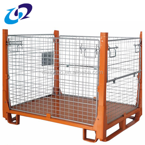 Kim loại bền lưu trữ dây lưới <span class=keywords><strong>container</strong></span> <span class=keywords><strong>Stackable</strong></span> thép mạ kẽm có thể gập lại dây lưới Pallet lồng - Product Image 2