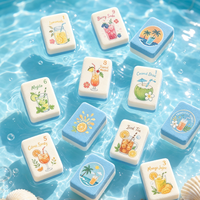 Jeu de Mahjong américain anti-décoloration, tuiles flottantes en EVA bleues et blanches, jeux de voyage pour enfants et adultes
