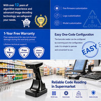 Escáner de Códigos QR 2D YUANAIDC, Lector de Códigos de Barras Inalámbrico Portátil, Pistola de Escaneo USB con Cable 1D para Inventario de Supermercados y Almacenes