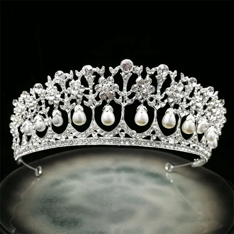 Vente en gros de couronne de mariée perle strass zinc coiffure de mariée bandeau de demoiselle d'honneur couronne couronne de mariage