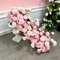 Vente flash : Chemins de table romantiques en fleurs artificielles roses et blanches en soie pour la décoration de tables de mariage, guirlande décorative