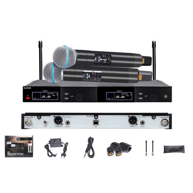 SLXD4D Dual Channel Wireless Microphone BETA58 UHF Handheld Mic Professional for Church