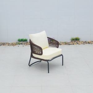 Sofá de jardín nórdico moderno para exteriores, <span class=keywords><strong>cuerda</strong></span> tejida y aluminio duradero con cojín para pies para hoteles, villas, muebles de patio duraderos - Product Image 2