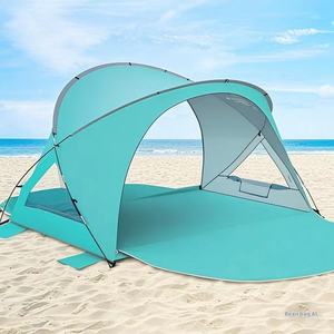 Açık kamp yaz için çift plaj çadırı güneşlik ile taşınabilir tek katmanlı su geçirmez kapı pencere 4 kişi barındırır - Product Image 1