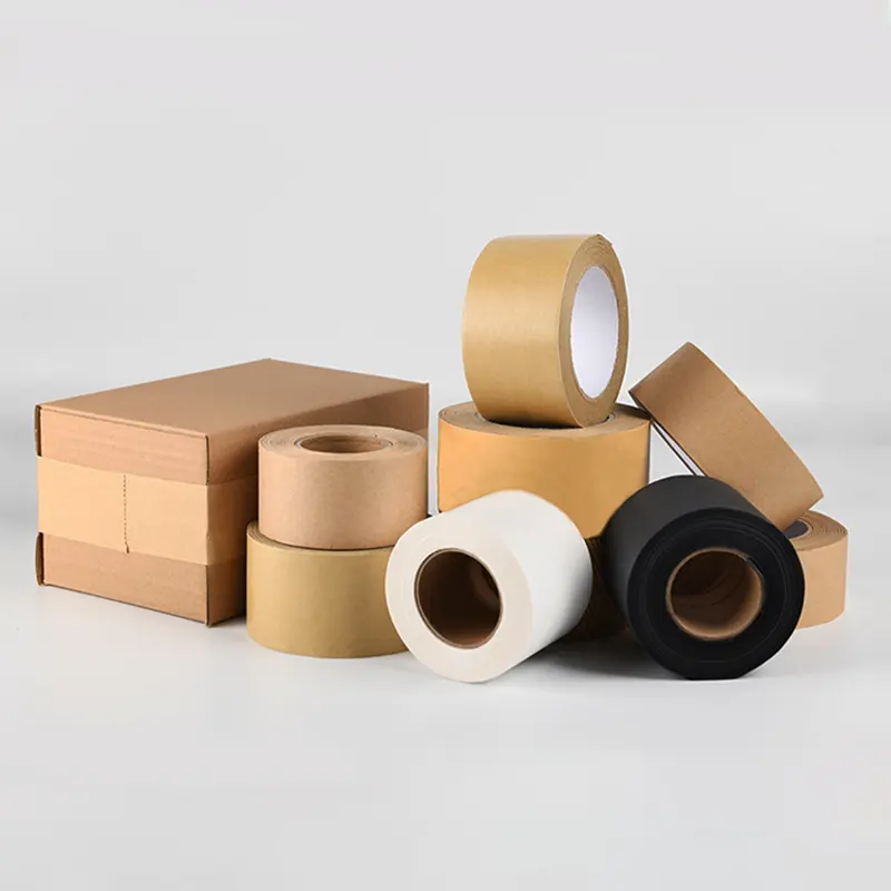 Starch Glue High Quality Reinforced Carton Sealing Eco Custom Printed Water Activated Kraft Paper Tape