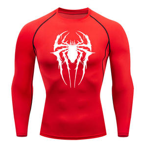 Camiseta Deportiva de Compresión de Secado Rápido para <span class=keywords><strong>Hombre</strong></span>, Manga Larga, Estampado de <span class=keywords><strong>Araña</strong></span>, Alta Elasticidad, Ajuste Ceñido, para Entrenamiento de Baloncesto - Product Image 4