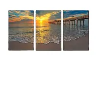 3 adet deniz manzarası sunset boyama tuval duvar sanatı seawave resim oturma odası sprey baskılar toptan cuadros filmler resim