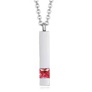 Kalung liontin zirkon, Perhiasan Stainless Steel liontin botol Memorial persegi panjang - Product Image 6