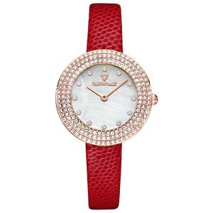 Mark Fairwhale Women's Quartz <strong>Watch</strong> Mother of Pearl Dial Zirconia Diamond Inlay Waterproof Leather Strap Ladies Dress Wristwatch - Product Image 3