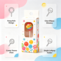 Boîte en papier personnalisée avec trou de suspension pour l'emballage de sucettes, boîte en papier imprimée pour présentation en magasin