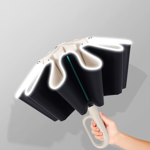 <span class=keywords><strong>Parapluie</strong></span> de voyage réversible automatique à 10 baleines avec bande réfléchissante personnalisée, poignée mousqueton, compact, anti-UV - Product Image 4
