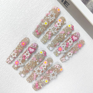 Giá Thấp Bán Buôn Chất Lượng Tốt Nhất Nghệ Thuật Móng Tay Handmade Báo Chí Trên Móng Tay 10 Pcs Nhân Tạo Móng Tay Dài Ngắn Báo Chí Trên Móng Tay - Product Image 3