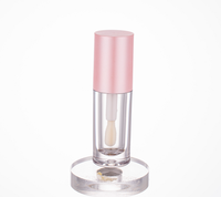 Flacon vide de 6 ml pour brillant à lèvres/rouge à lèvres, rose/rose argenté, avec grand pinceau, forme ronde, rechargeable