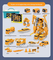 Juguete de Ingeniería Transformable, Vehículo de Construcción Deformable DIY con Caja de Almacenamiento