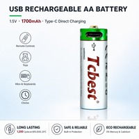 2025 grosir dan harga pabrik Lithium tipe-c AA 1.5V 2200mWh baterai isi ulang untuk peralatan rumah tangga