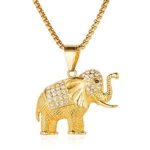 Оптовая продажа ювелирных изделий из нержавеющей стали Мужские аксессуары 18K позолоченный Циркон слон кулон - Product Image 1