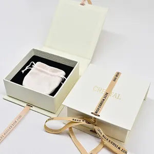 럭셔리 사용자 정의 로고 종이 판지 목걸이 반지 보석 포장 상자 리본과 마그네틱 보석 선물 상자