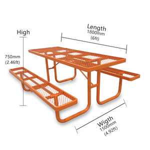 Mobili da giardino per esterni tavolo da Picnic panca commerciale sedie <span class=keywords><strong>e</strong></span> tavolo in metallo espanso in acciaio termoplastico 6ft 8ft - Product Image 5