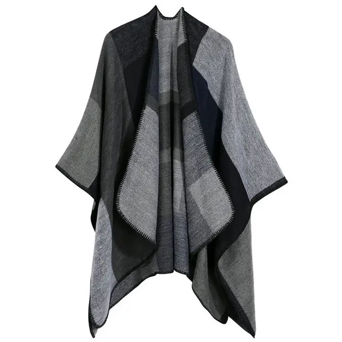 Nordic style cashmere tie-dye black and white double-sided shawl decorative scarf