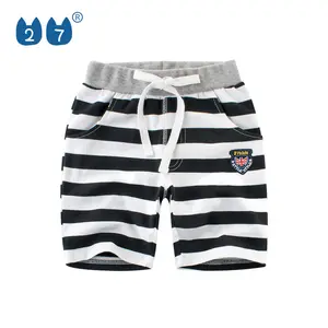 Летняя бутиковая хлопковая одежда с аппликацией для маленьких мальчиков, короткие брюки в полоску