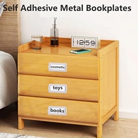Plaques de livres en métal autocollantes pour livres, cartes, porte-étiquettes à clip horizontal - Porte-étiquettes de tiroir en métal, plaques de livres argentées