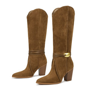 <span class=keywords><strong>Botas</strong></span> Largas de Moda WETKISS 2026 para Mujer, <span class=keywords><strong>Botas</strong></span> Vaqueras Retro Bohemias <span class=keywords><strong>con</strong></span> Punta Puntiaguda, Tacón Grueso y Herrajes Dorados - Product Image 3
