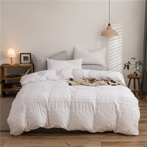 <span class=keywords><strong>Parure</strong></span> de lit de luxe pour chambre d'hôtel, couleur unie, design simple, 100% coton, 3 pièces, 4 pièces, drap-housse, drap plat, édredons brodés - Product Image 3