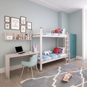 Customized Funky Dormitory School Hotel Home Children Kids <b>Double</b> <b>Single</b> School Metal <b>Bunk</b> <b>Bed</b> With Locker Desk - Product Image 2