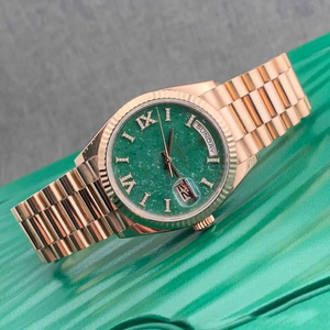 Montre mécanique chronographe de luxe avec diamants, 40 mm, AR Factory, boîtier en acier 904L, dégradé doré, double calendrier, cadran vert paon - Product Image 3