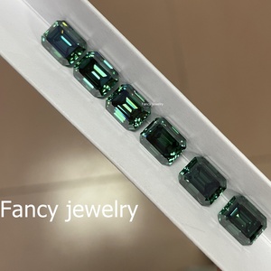 เครื่องประดับใช้ Moissanite หลวมเพชรสีเขียวเข้มมรกตตัด2CT 3CT หินหลวมกับ Gra ได้รับการรับรอง - Product Image 2