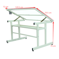 Table à dessin en verre réglable en hauteur, mobilier scolaire en métal