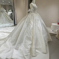 Jancember DW0108 Cristal À Manches Longues Satin Perles De Mariage Robes De Mariée Vestidos De Novia