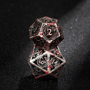 Ensemble de dés polyédriques DND en métal creux à 7 pièces avec effet de sang éclaboussant pour RPG, MTG, Dungeons & Dragons, jeux de table - Product Image 4