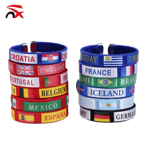 Hn Modern Style Custom logo Lightweight Football Wristband C-shape World Flag Bracelets