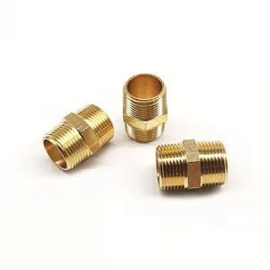 3/8 NPT Metal Brass Straight Connector Adapter Threaded Hexagon Nipple