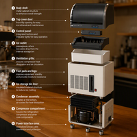 Machine à glaçons commerciale à refroidissement par air en acier inoxydable SUS304 avec dégivrage automatique numérique, pour comptoirs de bars et restaurants