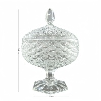 Pot à bonbons en verre gaufré classique avec couvercle, idéal pour ranger des bijoux ou comme décoration de salle à manger