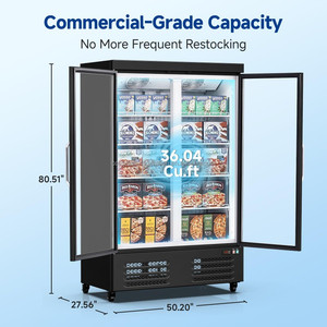 Congelador Vertical Refrigerado con Doble Puerta de Vidrio para Exhibición de Bebidas y Helados, Venta al Por Mayor - Product Image 5