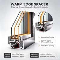 Usunk 8A Barre d'espacement en acier inoxydable à rupture de pont thermique 0,38 W/mK, insonorisée, durable, installation facile, design moderne, garantie 5 ans
