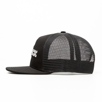 Sombreros personalizados de malla de ala plana con logotipo bordado 3D transpirable 5 paneles gorra Snapback gorras de camionero