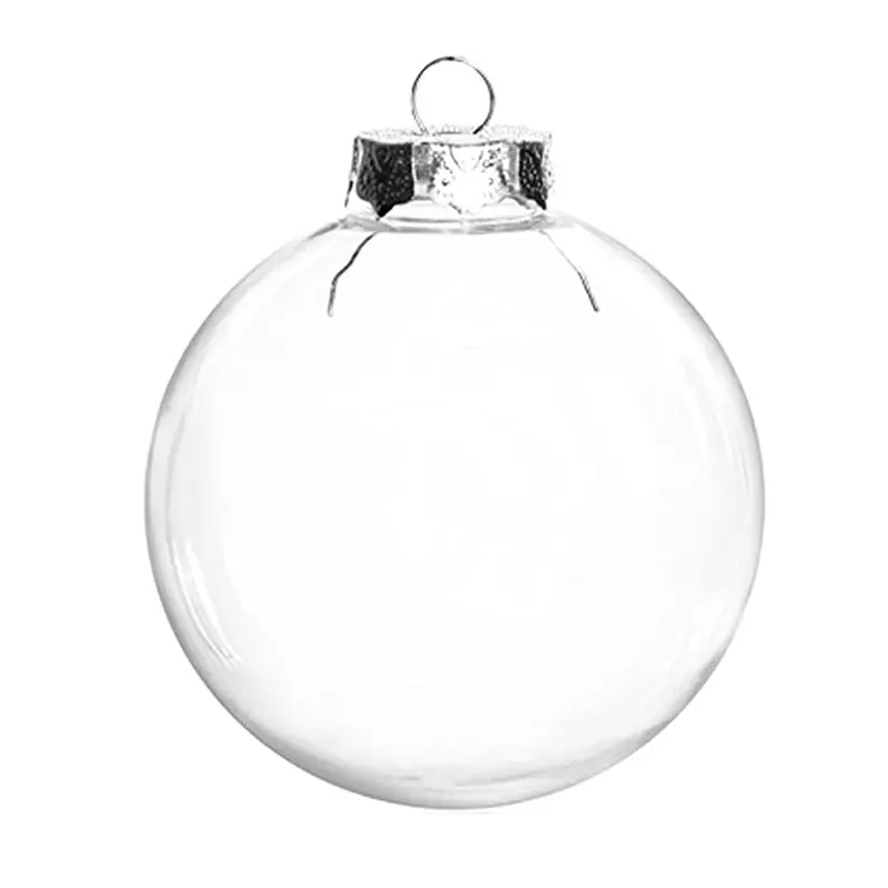 Transparent Clear 8cm Flat Disc Glass Christmas Tree Ball Bauble Hanging Blank Round Ornaments Xmas Ornaments Ball decoration