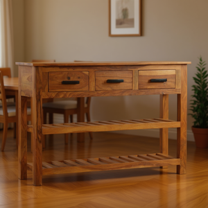 ตู้ข้างเตียงไม้สักแท้ สีน้ำตาลน้ำผึ้ง 3 ลิ้นชัก ดีไซน์เรียบง่ายทันสมัย เฟอร์นิเจอร์ห้องรับประทานอาหาร - Product Image 2