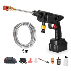 Pistolet de lavage de voiture sans fil portable, alimenté par batterie 12V, outil de nettoyage à pression avec tuyau de 5m pour le nettoyage des véhicules - Product Image 1
