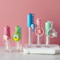Tube de gloss à lèvres rond transparent de 2,5 ml avec bouchon à vis, emballage cosmétique en plastique pour baume à lèvres et rouge à lèvres