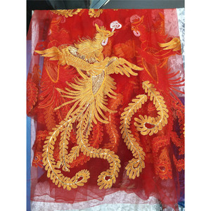 Applique en maille brodée de sequins, motif Phénix Doré extra large, pour costume ancien, vêtement ethnique, accessoire vestimentaire - Product Image 2