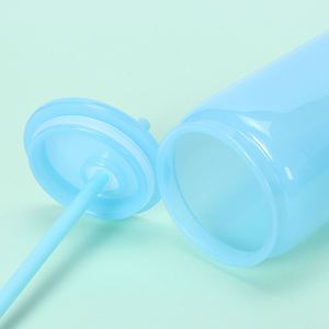 Single-Layer 16oz Mason Plastic Cup High Aesthetic Value Transparent Colorful Straw Water Cup <b>Sealed</b> Leakproof - Product Image 4